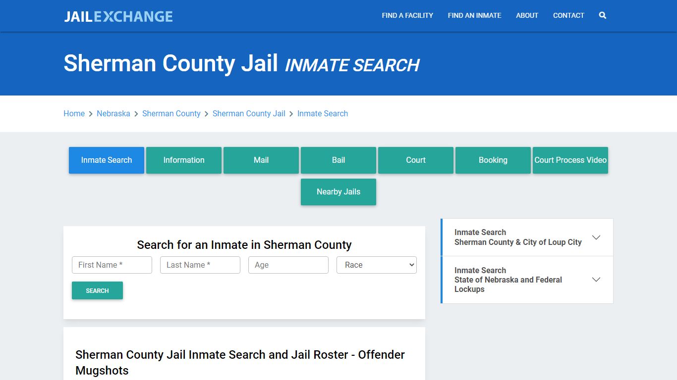 Sherman County Jail, NE Inmate Search: Roster & Mugshots