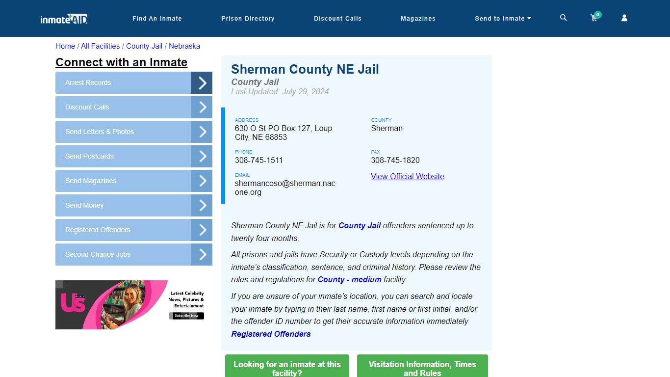 Sherman County NE Jail - Inmate Locator